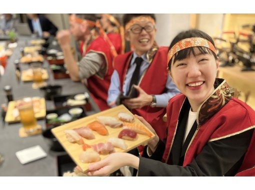 A greedy sushi-making experience course taught by a craftsman, followed by a demonstration of how to make thick rolls with a Japanese sword (includes a 3-item appetizer, Japanese tea, and water (free)) starts at 4:30 PMの画像