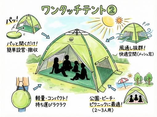 《ワンタッチテント②(2～3人用)レンタル》空港から車で10分の画像