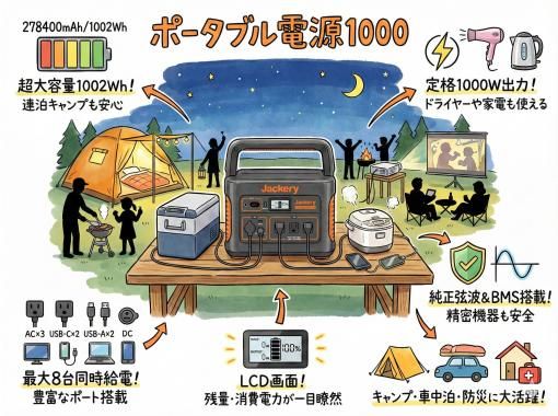《ポータブル電源1000レンタル》空港から車で10分の画像