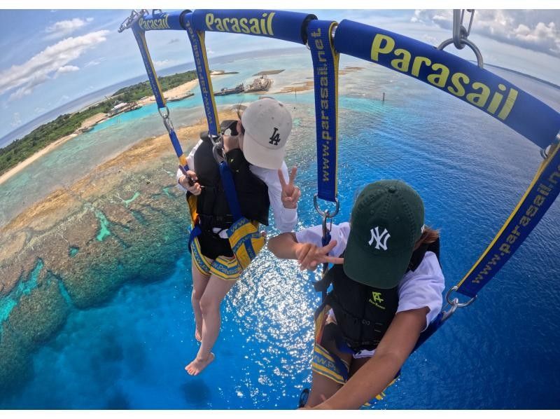 New boat in service! Take a trip to the sky♪ Parasailing around Sesoko Island, where sea turtles live! Free 4K GoPro footage!の紹介画像