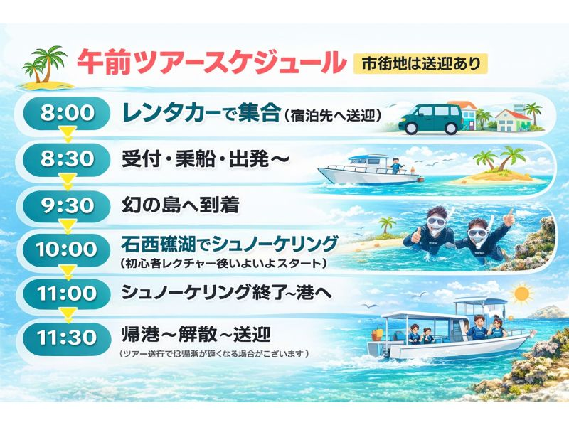 【初心者専門店】【直前予約OK】透明度抜群の海でシュノーケリング！幻の島上陸＆石西礁湖シュノーケリング【3時間】観光と組み合わせに最適の紹介画像