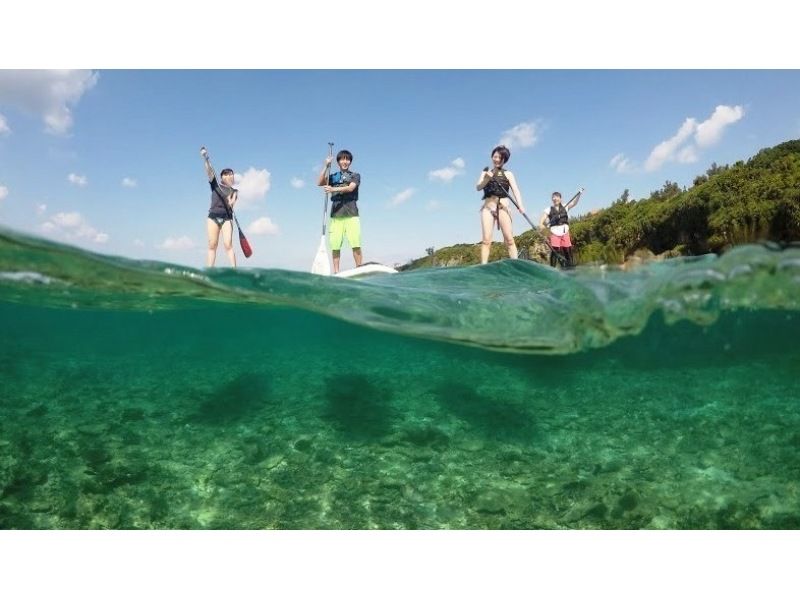 [Around Churaumi Aquarium, Nakijin Village, and Kouri Island] Private tour for one group! SUP and snorkeling at a hidden beach! Cafe time after the sea♪ Drinks and snacks includedの紹介画像