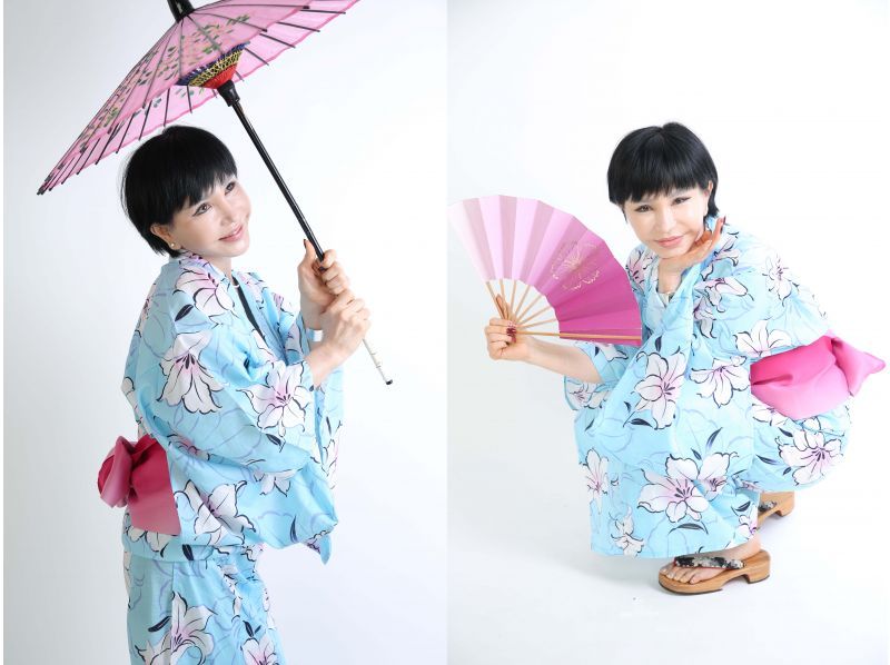[Tokyo, Shinjuku] Yukata rental "Yukata date plan" Recommended for couples going to the fireworks festival! Dressing and hair styling for women included, just a short walk from the station, empty-handed!の紹介画像