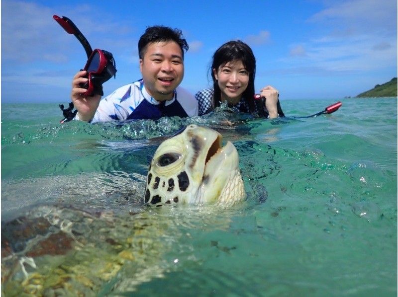 If you get lost in Miyakojima, this is it! Spend a special time with sea turtles ♡ Close encounter rate of 100% snorkeling & kayaking to the mysterious blue cave! Cave exploration with free photos and videosの紹介画像