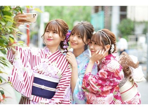 東京 池袋 ヘアセット付き 雨の日は雨傘無料貸出 浴衣一式レンタル 着付けプラン アクティビティジャパン