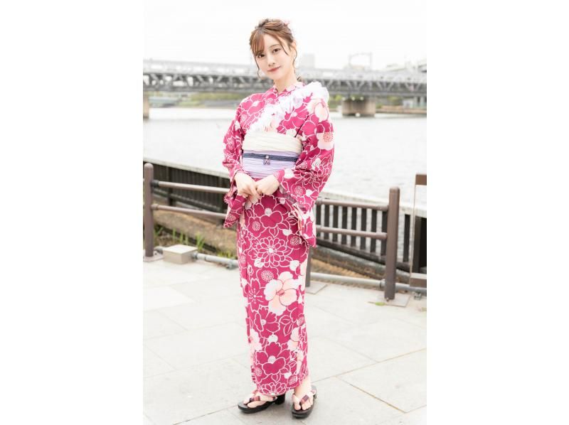 [Okayama / Kurashiki] Yukata with hair set! Free rental of umbrellas, rainy days!