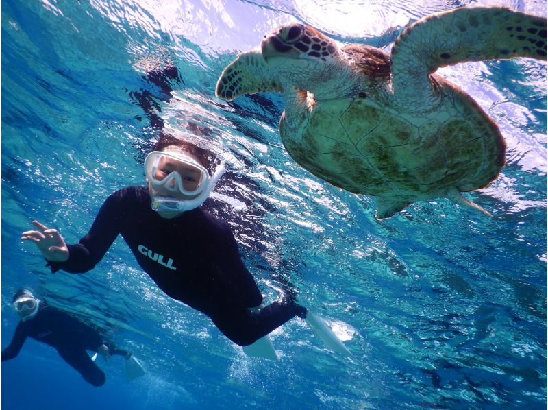 [Miyakojima] ☆ Encounter rate 100% ☆ Snorkeling tour to swim with sea turtle ＠ Bath towel free rental!の紹介画像