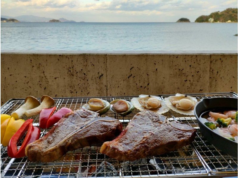[香川縣/贊岐市]在可欣賞海景的露台上享用正宗的木炭燒烤高級套餐の紹介画像