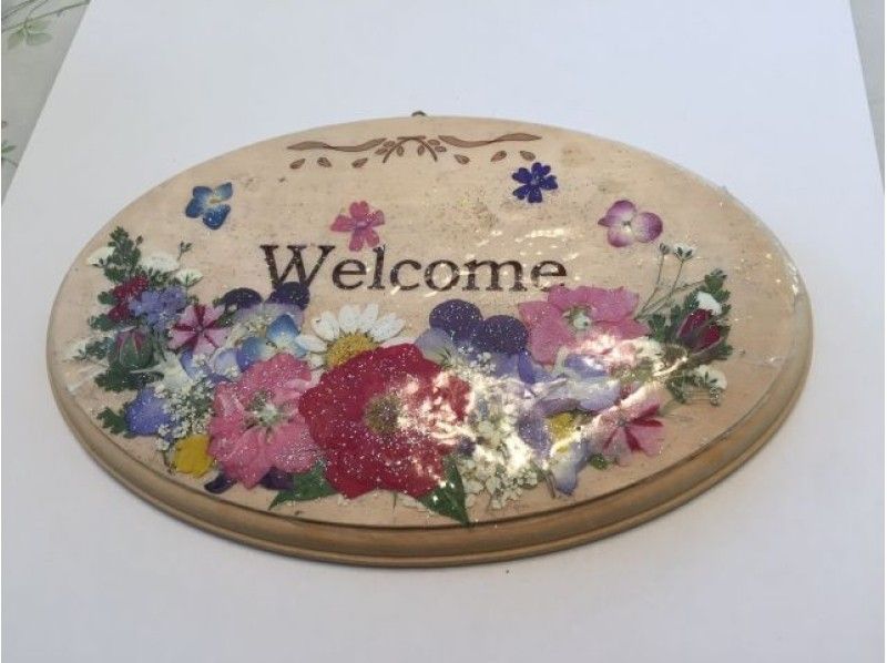 アンティーク☆銘入りの押し花天板テーブル 美しい押し花作品を惜しげ