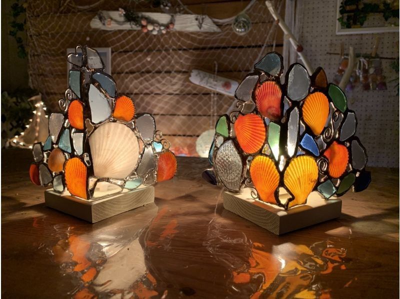 [Hyogo/Kobe] Making a stained glass style lampshade with marine glass and shells! seaborn art world☆