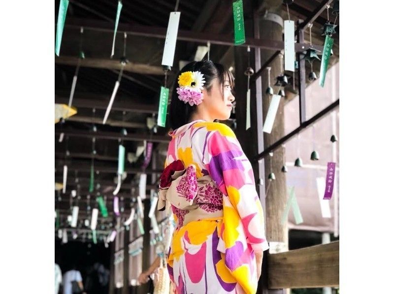【京都駅・浴衣レンタル】ヘアセット付き！雨の日は和傘無料貸出♪浴衣一式レンタル＆着付けプラン！の紹介画像