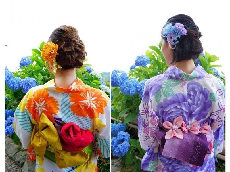 【京都駅・浴衣レンタル】ヘアセット付き！雨の日は和傘無料貸出♪浴衣一式レンタル＆着付けプラン！の紹介画像