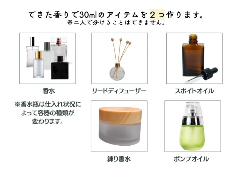 [Perfumery experience] [Luxury course] Regional coupons available. Create your own original perfume or cream with 200 different scents.の紹介画像