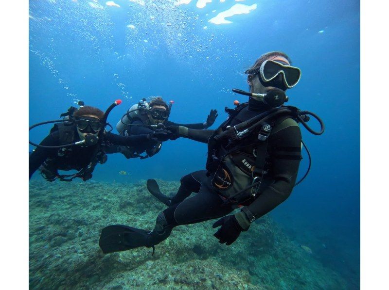 【県内１高確率】ガイド貸し切り！GoPro 水中データ付き☆快適☆ボートで行く！青の洞窟体験ダイビングツアー+オーシャンテラスBBQプランの紹介画像