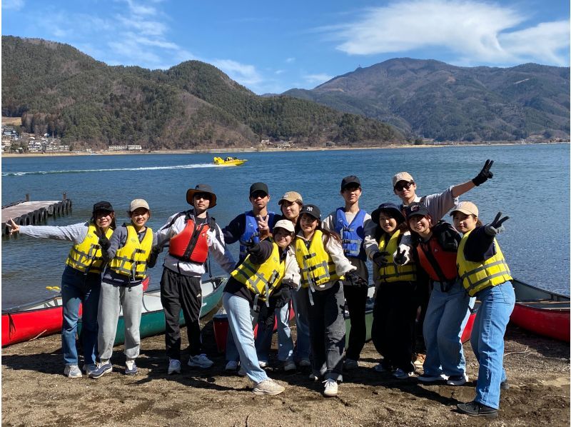 【山梨県・河口湖」卒業旅行・春休みの思い出作りに・カナディアンカヌー体験・90分モーニングコース(ドリンク付き）の紹介画像