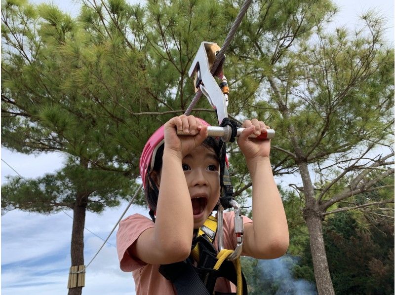 [Northern Okinawa Yanbaru Higashi Village] You can fly 5 zip lines! Let's look down at the magnificent Yanbaru forest from the sky ♪ It's sure to be a heart-pounding experience! ＠Matayoshi Coffee Gardenの紹介画像