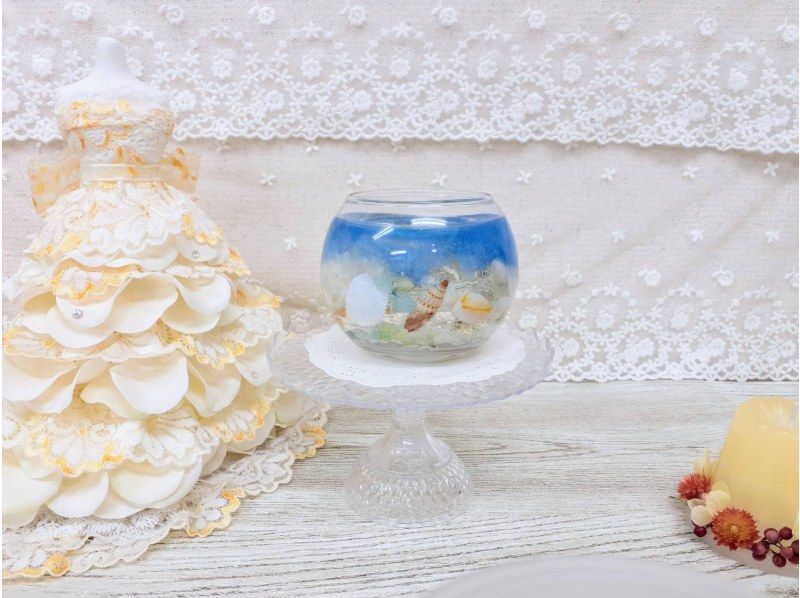 透明ジェルにお花が映える♪【ボタニカルキャンドルホルダー 丸型】リラックスタイムに♪クリスマスやイベントにも！の紹介画像