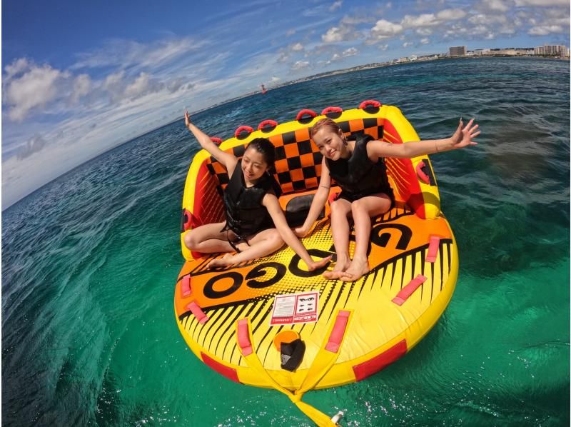 [Okinawa, Naha, Ginowan] Screaming sea play! Jet ski experience with the latest towing tube! Popular marine activity 2-piece set "A plan ♪"の紹介画像