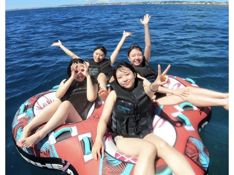 [Okinawa, Naha, Ginowan] Screaming sea play! Jet ski experience with the latest towing tube! Popular marine activity 2-piece set "A plan ♪"の紹介画像