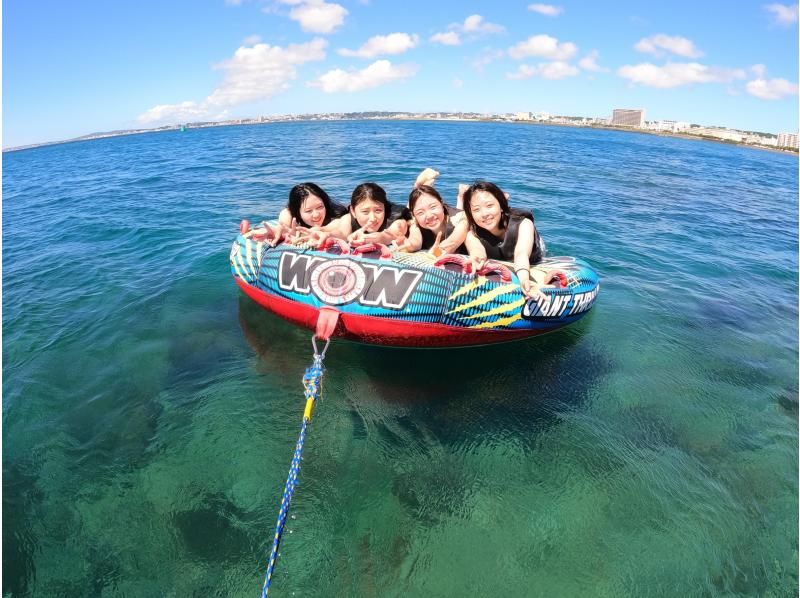 [Okinawa, Naha, Ginowan] Screaming sea play! Jet ski experience with the latest towing tube! Popular marine activity 2-piece set "A plan ♪"の紹介画像