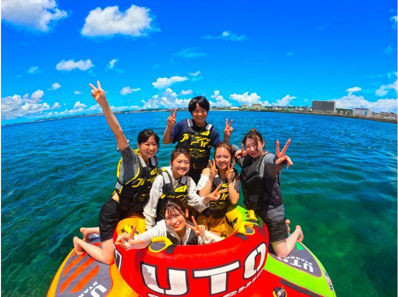 [Okinawa, Naha, Ginowan] Screaming sea play! Jet ski experience with the latest towing tube! Popular marine activity 2-piece set "A plan ♪"の紹介画像