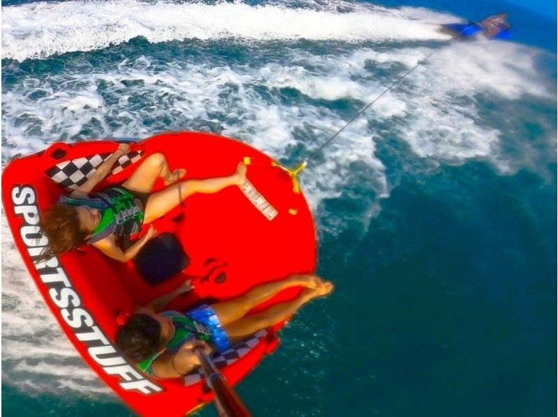 [Okinawa, Naha, Ginowan] Screaming sea play! Jet ski experience with the latest towing tube! Popular marine activity 2-piece set "A plan ♪"の紹介画像