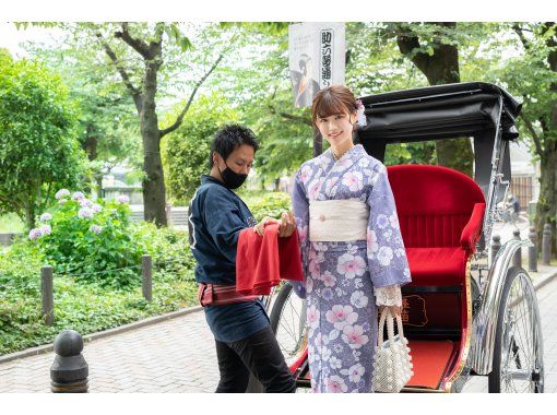 浅草 着物レンタル 人力車コラボプラン 浅草寺徒歩1分 着物で人力車のコラボプラン 着物で満喫 6月 9月は浴衣もok アクティビティジャパン
