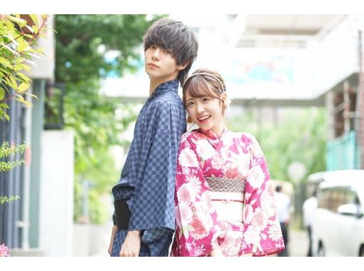 東京 池袋 22年新作レトロ浴衣 ヘアセット付き 一式レンタル 着付けプラン 雨の日は雨傘無料貸出 アクティビティジャパン