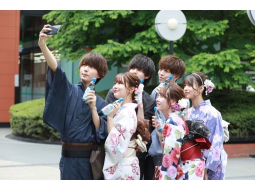 東京 池袋 22年新作レトロ浴衣 ヘアセット付き 一式レンタル 着付けプラン 雨の日は雨傘無料貸出 アクティビティジャパン