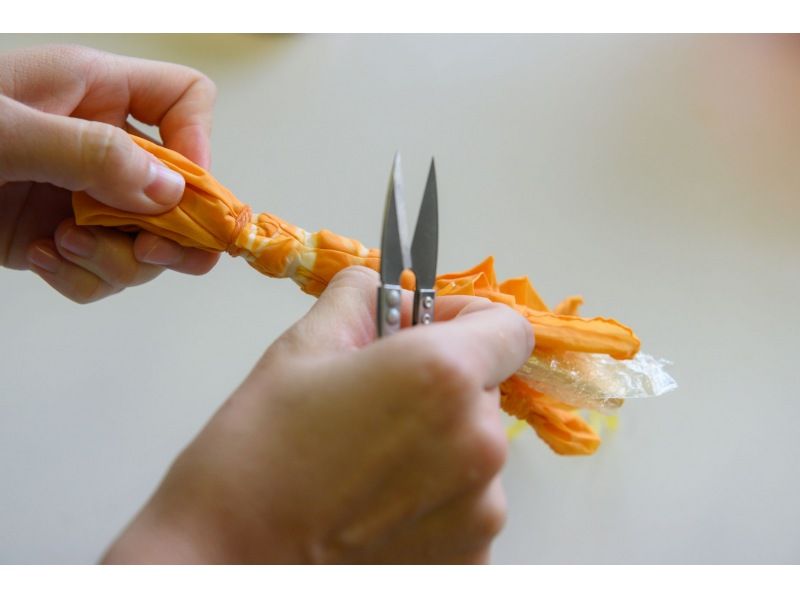 [Yokote City, Akita Prefecture] Make your own sustainable handkerchief dyed with pruned apple tree branches and leaves ★ Tea time includedの紹介画像