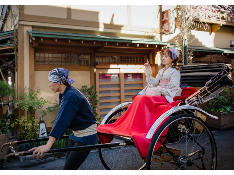 【鎌倉・着物レンタル・人力車コラボプラン♪】鶴岡八幡宮徒歩5分♪着物で人力車のコラボプラン♪着物で人力車を満喫！の紹介画像