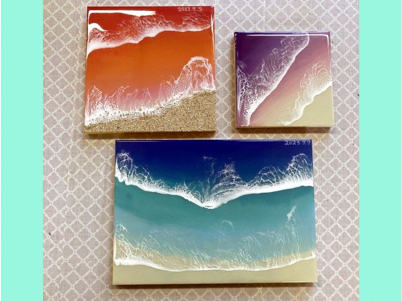 【宮古島】（送料込み！！）自分だけの海を作れる！海レジンボード作り体験。の紹介画像