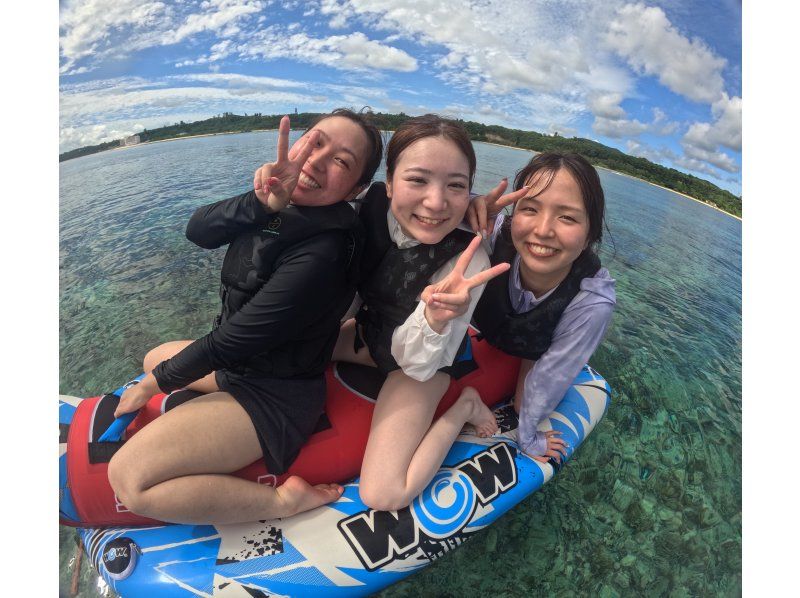 【今帰仁・古宇利島】初心者大歓迎♪ディスクボードとウェイクボードのどちらか1点と最新バナナボートなどがセットの特別プランの紹介画像