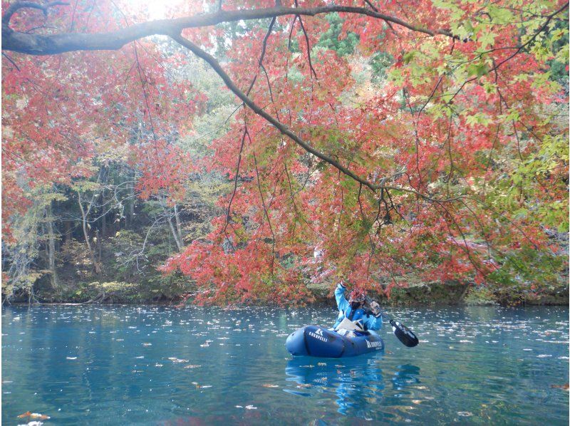 【ワンコOK】紅葉と青い湖「四万湖」を楽しめるパックラフトカヌー半日体験＊群馬・四万の紹介画像