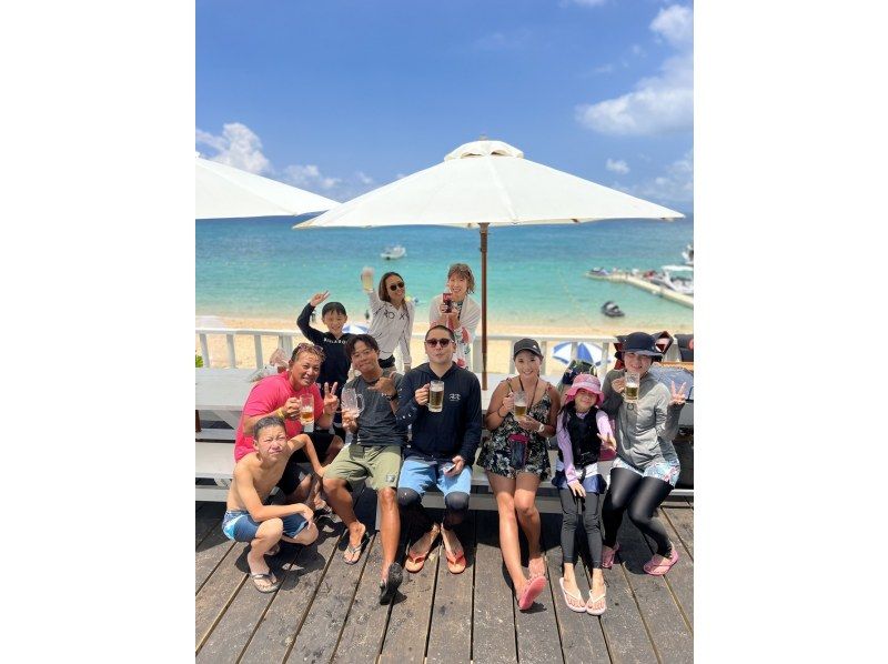 [Okinawa Tsuken Island] BBQ & wakeboarding on the wooden deck terrace with all seats ocean view!