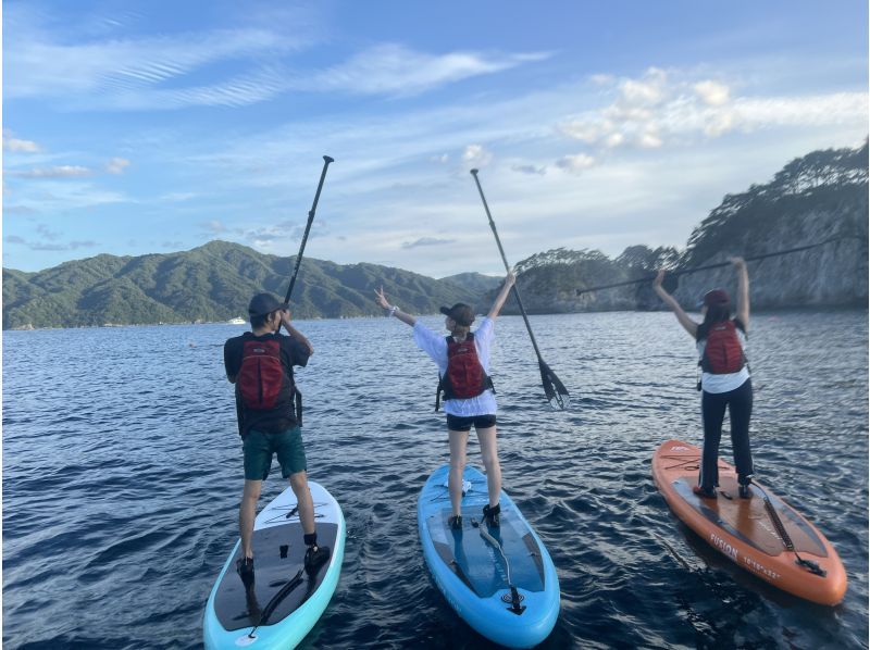 岩手県宮古市　極楽浄土SUP浄土ヶ浜　SUP体験〜初心者から上級者まで対応　お子様も一緒に親子SUP可。綺麗で透明度の高い海をクルージングの紹介画像