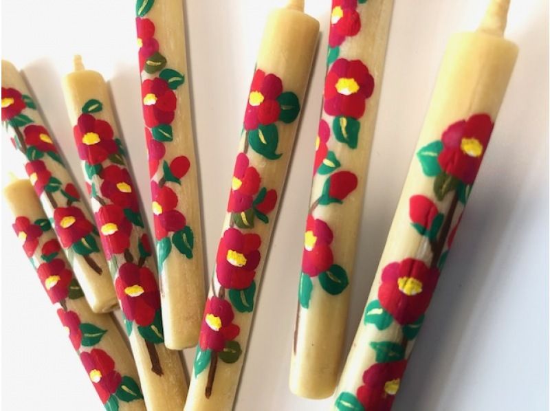 【愛知・岡崎】和ろうそく絵付け体験｜サミット贈答品の老舗工房で手描き絵ろうそく作り・鉄燭台付き・貸切の紹介画像