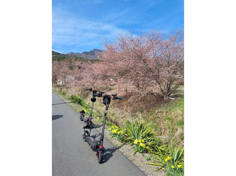 [Yamanashi/Lake Yamanaka] (Moped license required) "Electric kickboard 3 hour course" Easy to move to distant places by bicycle! Beginners and women welcome! All you need is a driver's license!の紹介画像