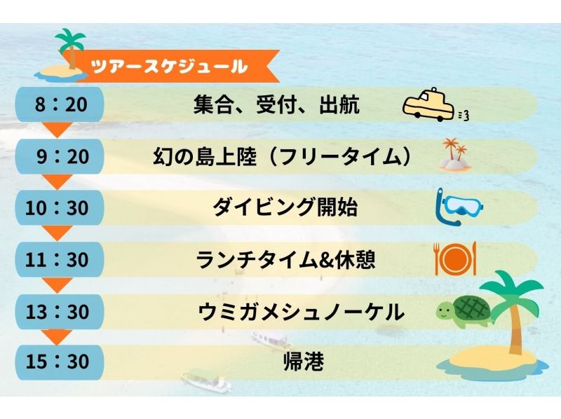 【石垣島・7時間】石垣島の海を満喫プラン詰め込み！！初心者専門｜幻の島上陸&体験ダイビング&大人気ウミガメに会いに行く【写真無料】の紹介画像