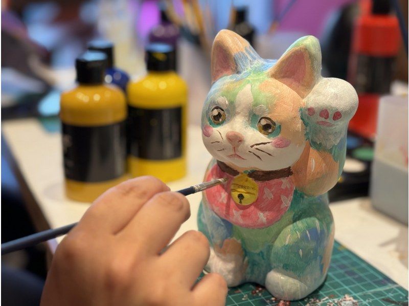 [东京·浅草]纸型绘画体验 制作原创达摩娃娃、招财猫、狐狸面具吧！ の紹介画像