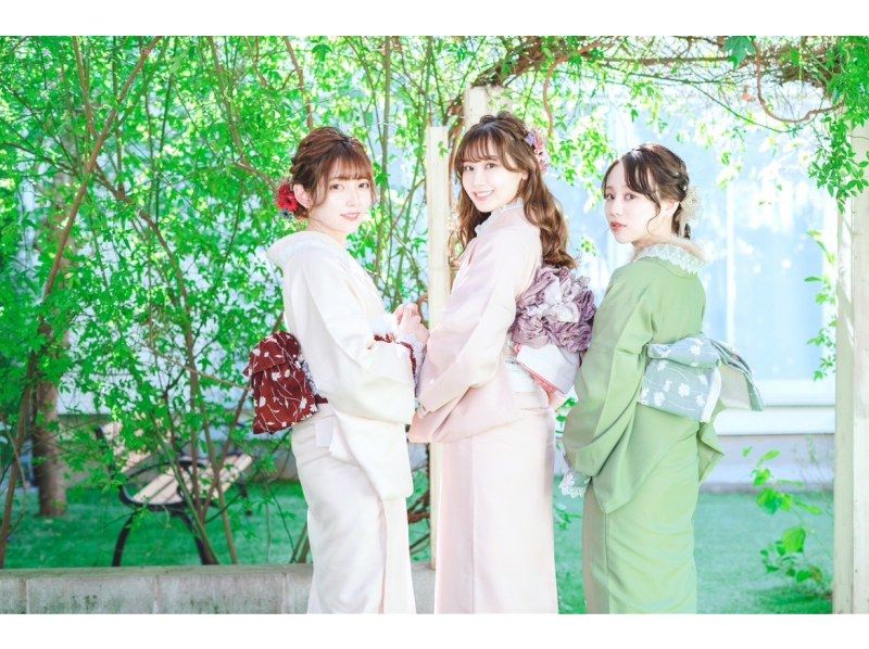 【福岡・天神】着物一式＆ヘアセット付＆着付け込プラン！雨の日は雨傘無料レンタル中♪の紹介画像