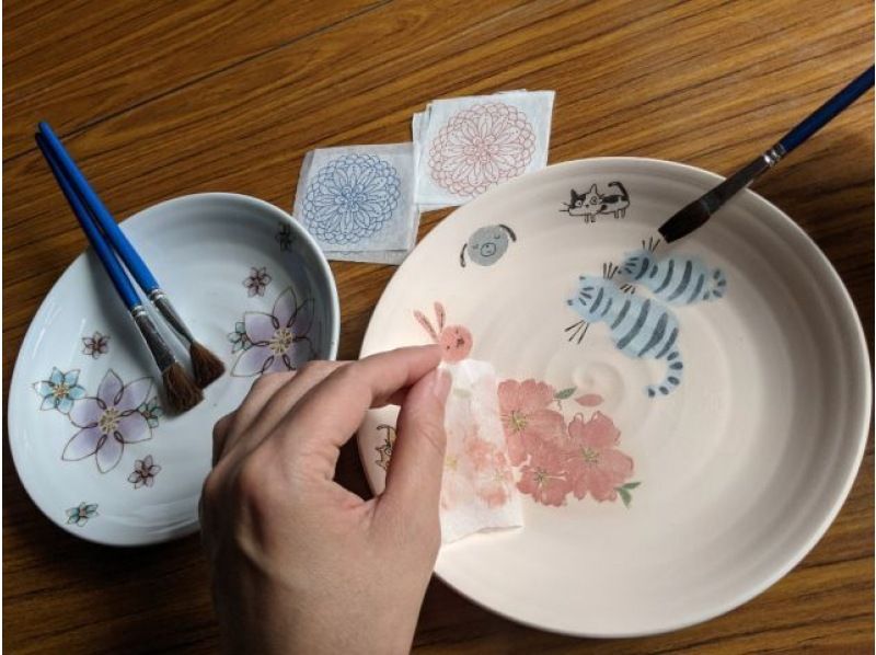 [Saga/Ureshino] Easy to try even for the first time! Paste painting experience ~ “Tea bowl & small plate set plan” with shopping coupon ♪の紹介画像