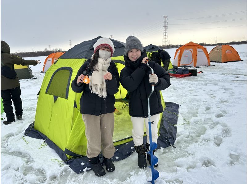 【北海道・札幌近郊】テント貸切,５歳から楽しめる,釣り仙人と行くワカサギ釣り体験(写真・動画無料サービス付き)