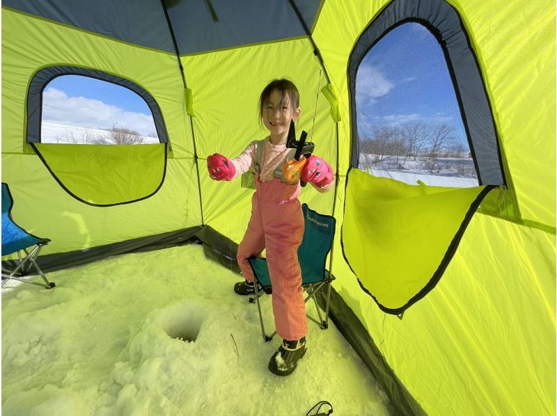 【北海道・札幌近郊】テント貸切,５歳から楽しめる,釣り仙人と行くワカサギ釣り体験(写真・動画無料サービス付き)