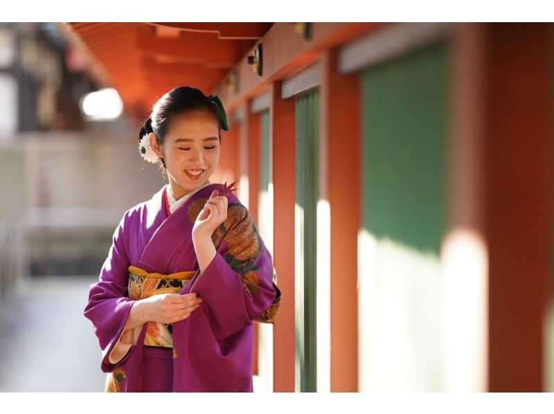 [Shizuoka/Fujinomiya] Authentic pure silk long-sleeved kimono rental (hair and make-up and photo shoot options included) - Stroll around Sengen Taisha, the main shrine of Sengen Shrine, while looking at Mt. Fuji! Men's kimono rental availableの紹介画像