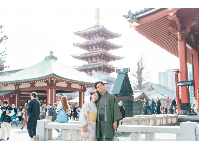 [東京/淺草]穿上和服在淺草拍出美麗的照片！歡迎情侶和單身人士！の紹介画像