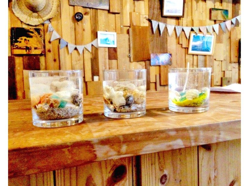【宮崎・日南/ジェルキャンドル作り】環境教育型プラン：貝殻・シーグラスなどビーチコーミングで探そう！キャンドルに入れて完成させよう！の紹介画像