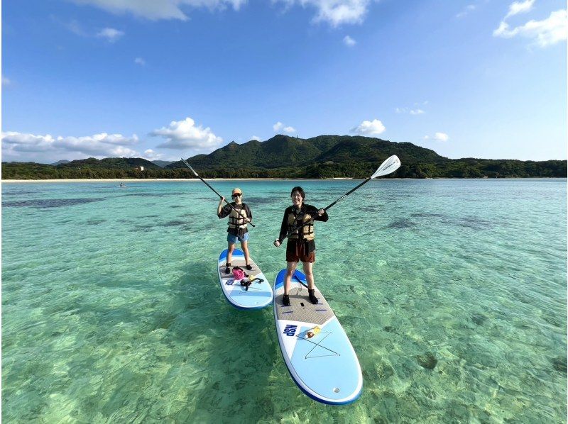 【1組様貸切/３時間】南の島でSUP体験！透明度抜群な海でたっぷり遊ぼう！女性ガイドが担当/送迎・写真込み/手ぶら参加OKの紹介画像