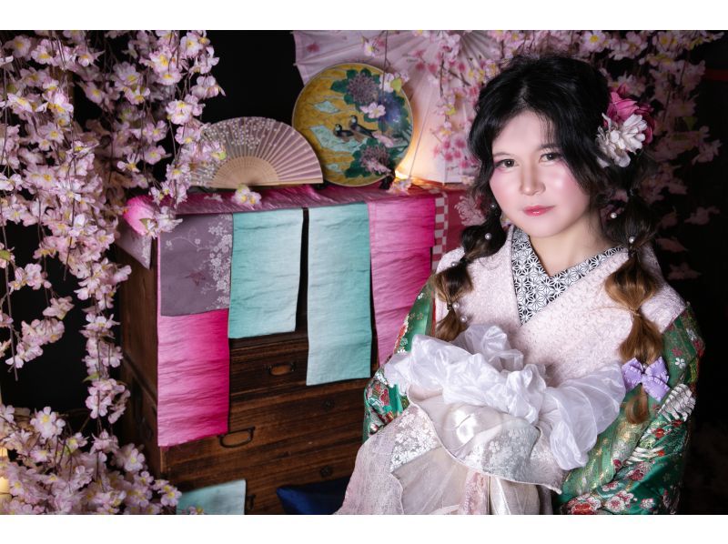 銷售！ 【淺色系女生必看！ 】 可以穿流行的蕾絲和服！ Ouka計畫費用：7,700日圓（服裝、髮型、化妝）の紹介画像