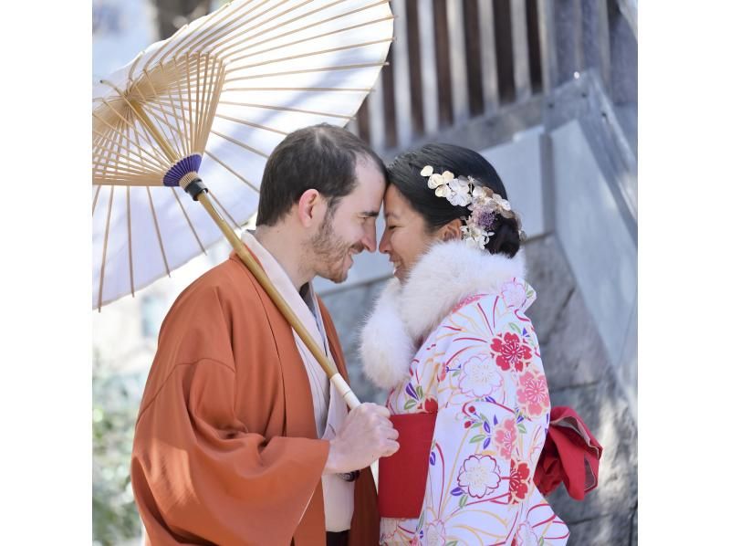 [Tokyo, Asakusa] Couple plan If you're going on a date in Asakusa, rent a kimono at a couple's discount! Dress up stylishly and walk around the city!の紹介画像